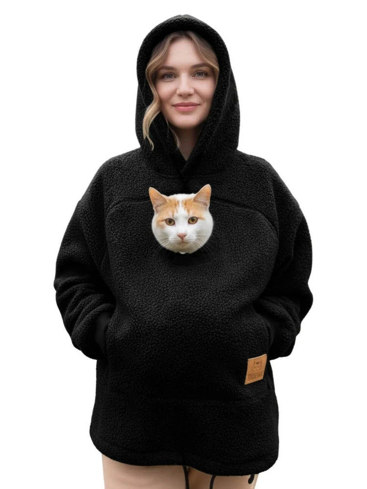 Veste d'hiver américaine vintage en polaire d'agneau pour femmes, à fermeture éclair, avec poche kangourou, à capuche, confortable, décontractée, style INS, veste de rue.