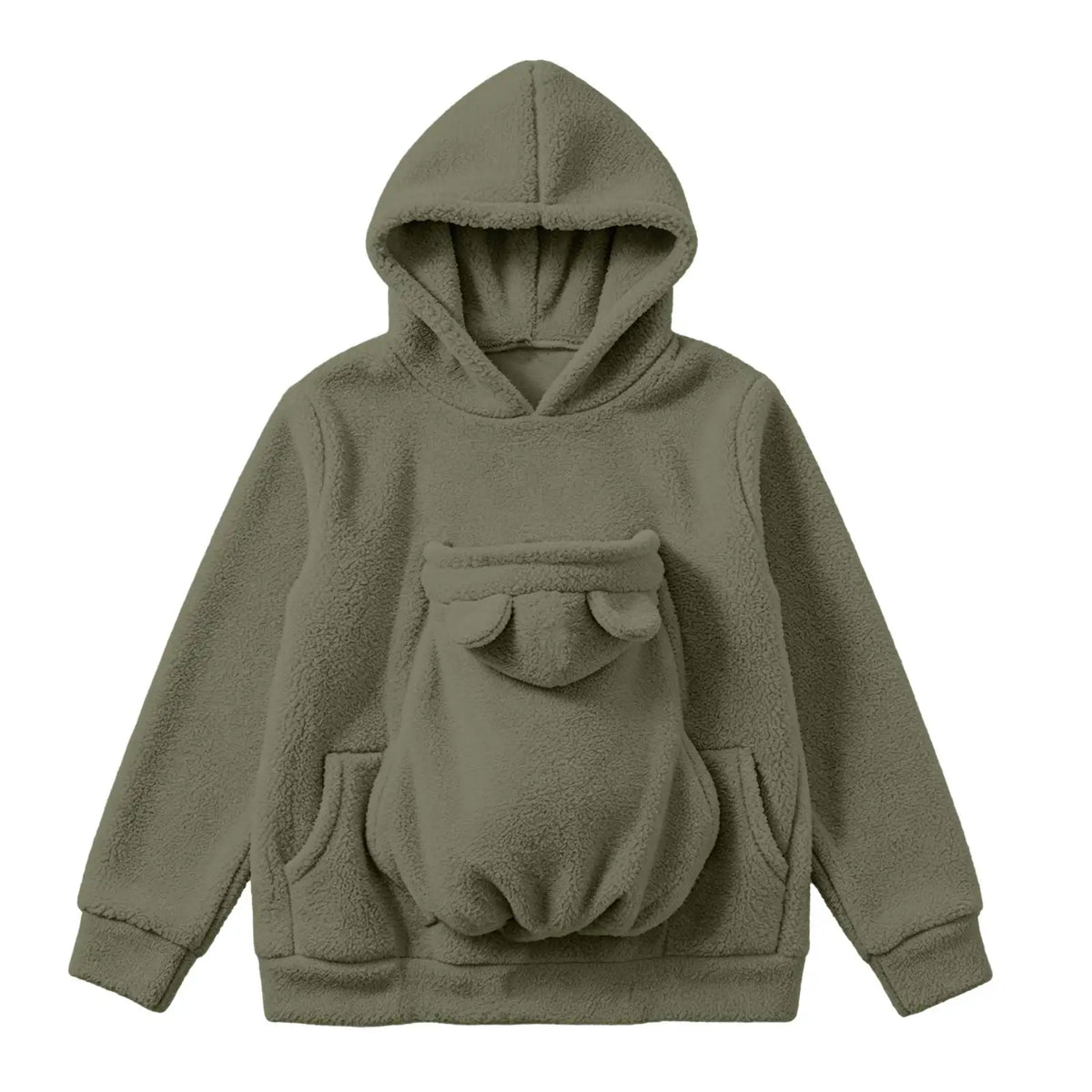 Sweat-shirt à capuche en polaire pour femmes, pull avec poche pour animaux de compagnie, couleur unie, drôle, avec poche kangourou, sac de transport portable pour animaux de compagnie, automne-hiver